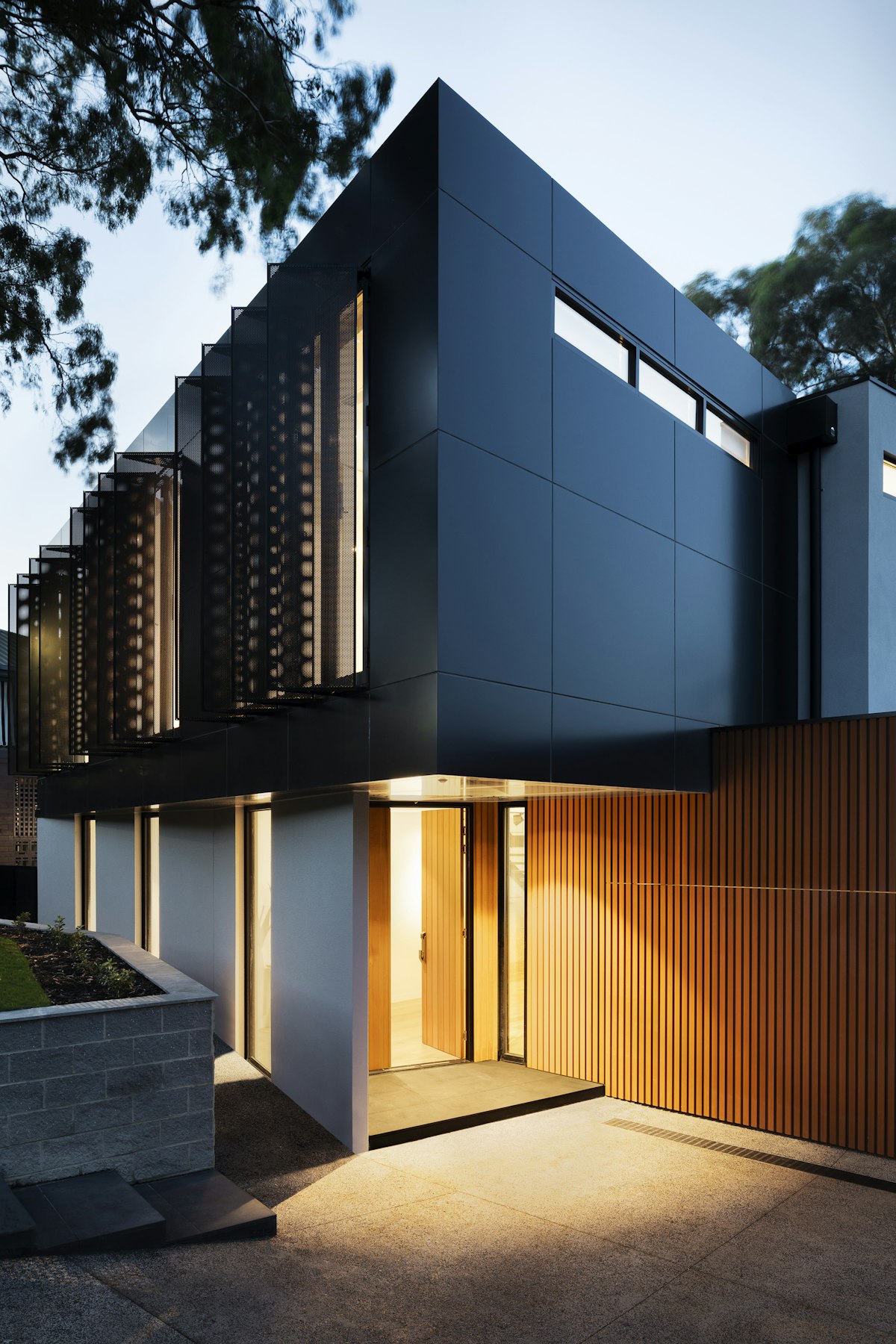 Completed contemporary home exterior after renovation